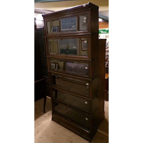 1894 - GLOBE WERNICKE SIX TIER BOOKCASE WITH BASE DRAWER, 88CM W, 190CM  H