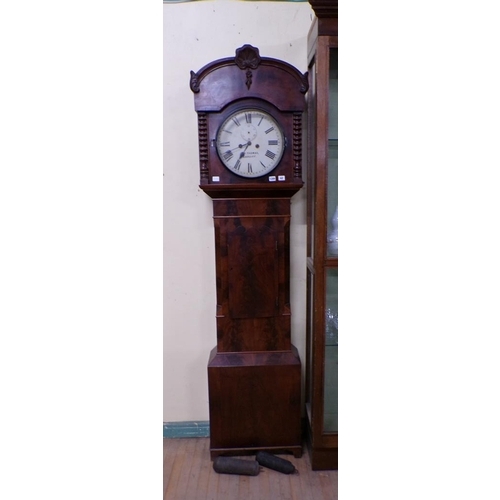 1289 - MID 19C LONGCASE CLOCK, SIGNED B. THOMAS, CARDIFF, 203CM H