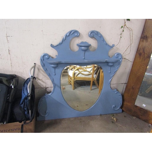 555 - BLUE PAINTED OVERMANTEL MIRROR