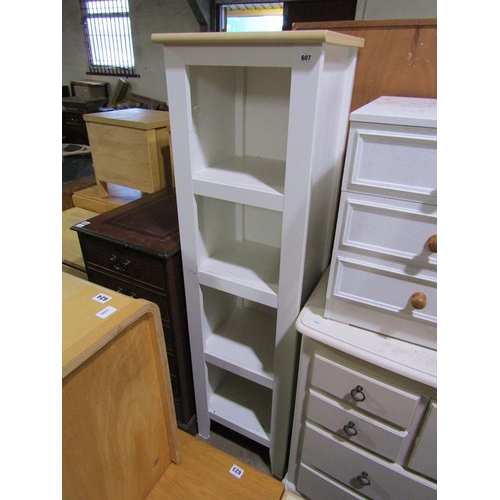 607 - WHITE BOOKCASE