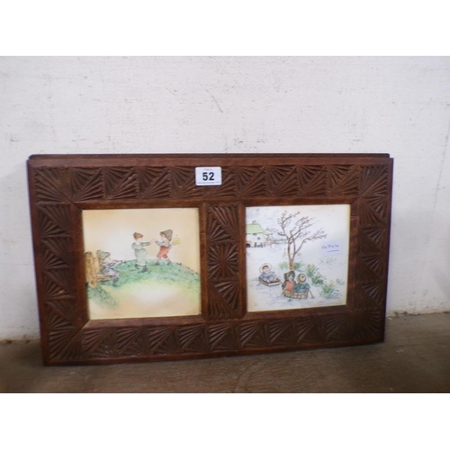 52 - FRAMED TWO TILE PLAQUE