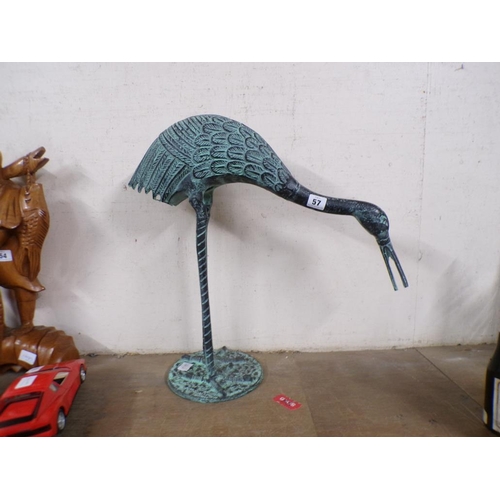 57 - CAST PATINATED CRANE