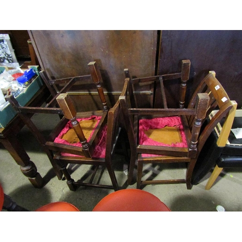 893 - FOUR 1930'S OAK DINING CHAIRS