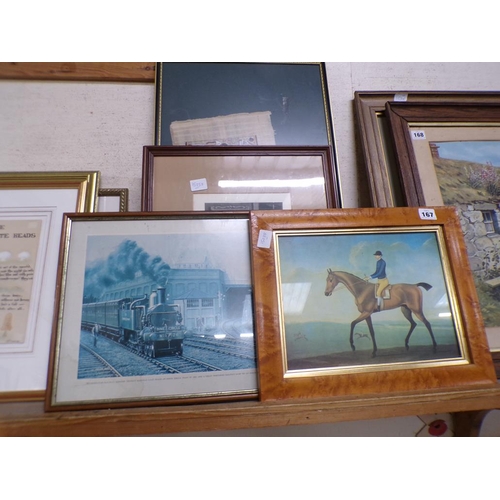 167 - FRAMED ENGRAVINGS, MAPLE FRAMED PRINTS, PAPYRUS PICTURE