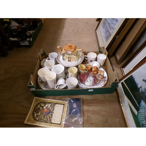 193 - BOX TO INCL DOULTON SERIES WARE, COMMEMORATIVE MUGS ETC