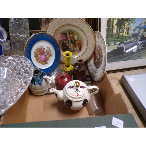 244 - BOX; MIXED CERAMICS, MIRROR ETC