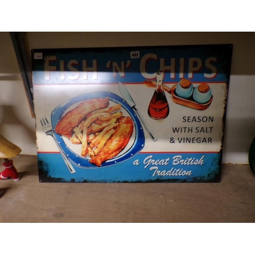 482 - REPLICA FISH AND CHIPS SIGN