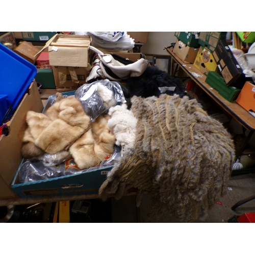 512 - TWO BOXES OF CLOTHING AND FUR