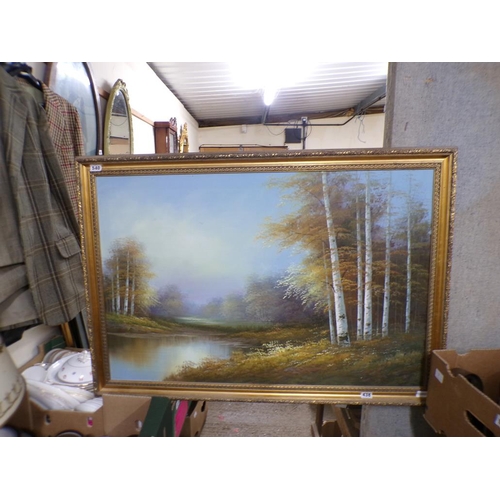 540 - FRAMED OIL ON CANVAS - LAKE SCENE