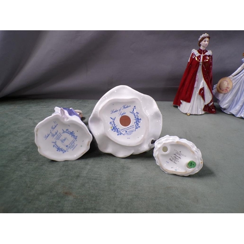 1824 - COLLECTION OF PORCELAIN FIGURES TO INC COALPORT AND WORCESTER, LARGEST 25cms H