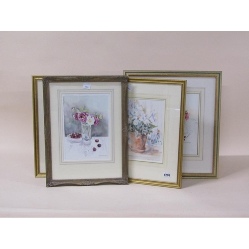 1205 - HEATHER ORTON - SERIES OF FOUR F/G FLOWERS, EACH 28CM X 23CM