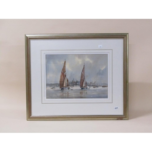 1211 - SIDNEY CARDEW - FULL SAIL FROM MALDON, SIGNED WATERCOLOUR F/G, 36CM X 49CM