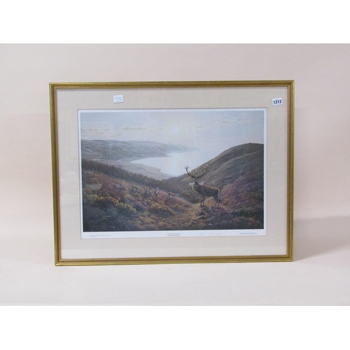 1212 - MORRIS BISHOP - PORLOCK SENTINEL, FRAMED COLOURED PRINT, 40CM X 58CM