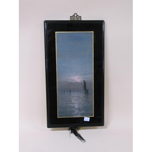 1218 - SIGNED INDISTINCTLY - PAIR, CHALK SKETCHES, SUNRISE AND SUNSET OVER THE WATER, F/G, 48CM X 20CM