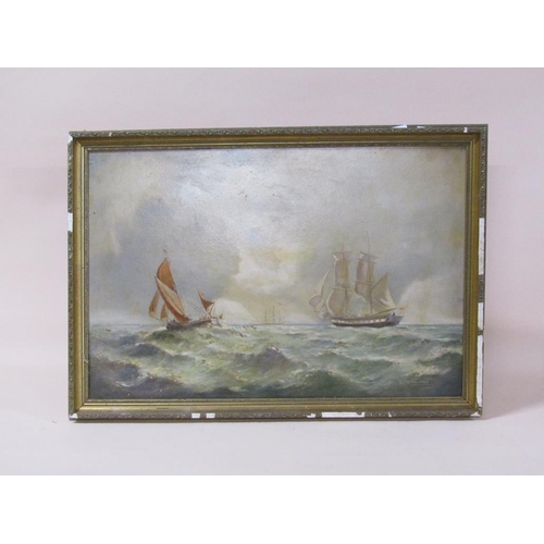 1224 - D LIGHTFOOT - THE COLD NORTH SEA, SIGNED OIL ON PANEL, FRAMED, 52CM X 77CM