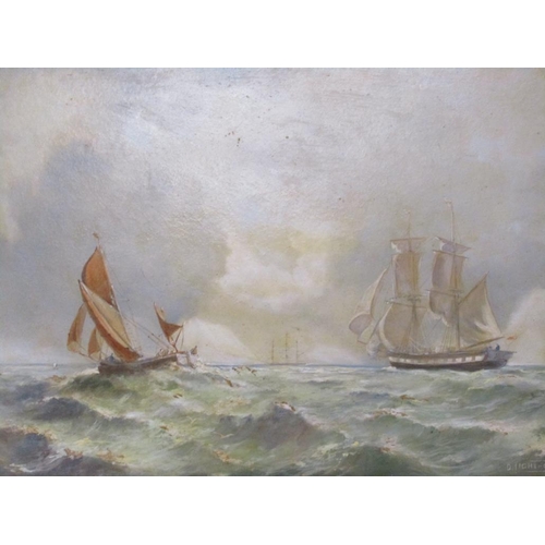 1224 - D LIGHTFOOT - THE COLD NORTH SEA, SIGNED OIL ON PANEL, FRAMED, 52CM X 77CM