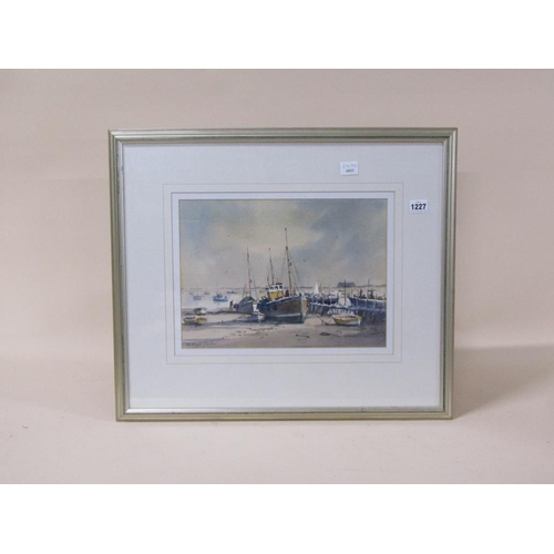 1227 - SIDNEY CARDEW - LOW WATER, WEST MERSEA, SIGNED WATERCOLOUR, F/G, 27CM X 36CM