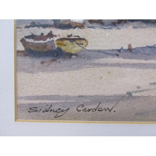 1227 - SIDNEY CARDEW - LOW WATER, WEST MERSEA, SIGNED WATERCOLOUR, F/G, 27CM X 36CM