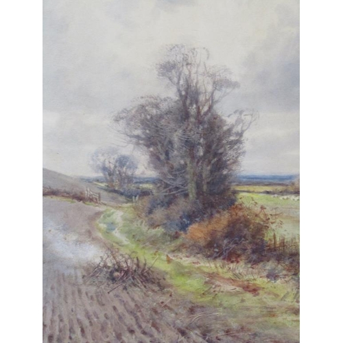 1234 - A MOLENEUX-STANNARD - SCYTHING THE VERGE & TIDYING UP BONFIRE, SIGNED WATERCOLOURS, F/G, 32CM X 23CM