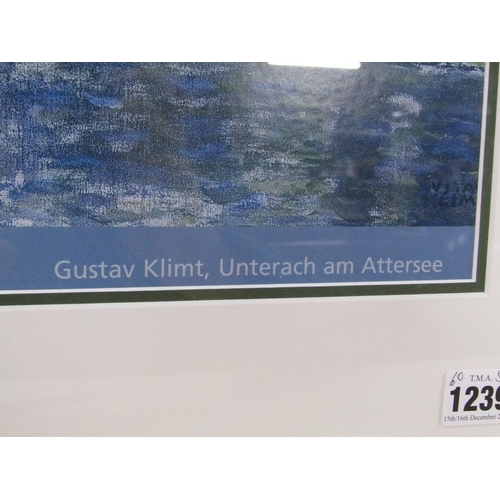 1239 - AFTER GUSTAV KLIMT - UNTERACH AM ATTERSEE, COLOURED PRINT, F/G, 60CM X 57CM