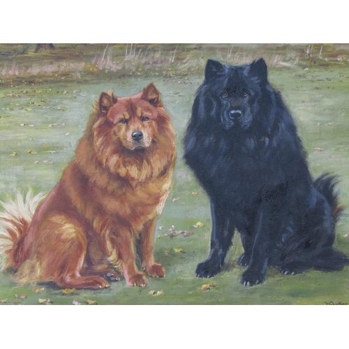 1244 - W LUKER JNR 1929 - KONG & CHINO, SIGNED OILON CANVAS, FRAMED, 46CM X 60CM