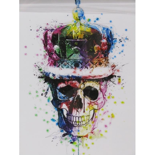 1245 - PATRICE MURCIANO - SKULL AND CROWN PRINT, F/G, 38CM X 38CM