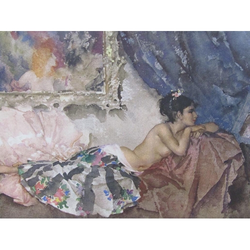 1247 - RUSSELL FLINT COLOURED PRINT - NAKED LADY RELAXING, 2/850, F/G, 32CM X 50CM