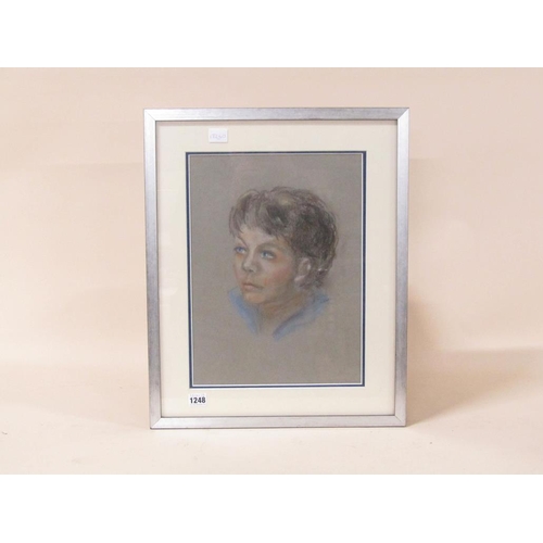 1248 - UNSIGNED PORTRAIT, CRAYON ON PAPER, F/G, 39CM X 28CM