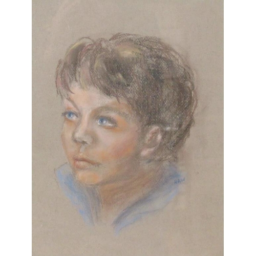 1248 - UNSIGNED PORTRAIT, CRAYON ON PAPER, F/G, 39CM X 28CM