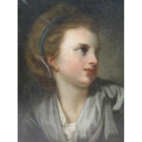 1249 - UNSIGNED 19C - PORTRAIT OF A LADY, OIL ON CANVAS, FRAMED, 44CM X 34CM