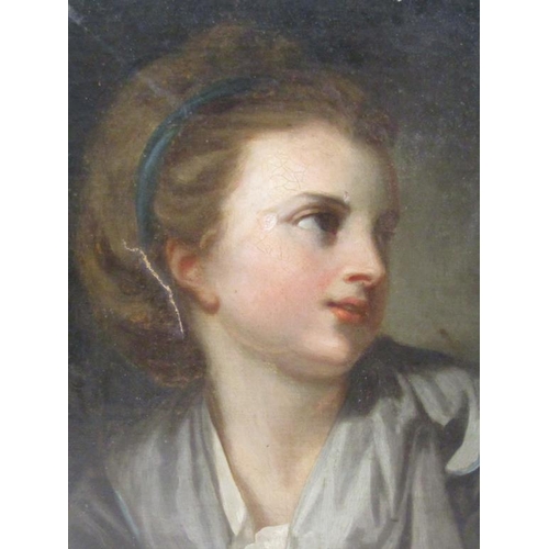 1249 - UNSIGNED 19C - PORTRAIT OF A LADY, OIL ON CANVAS, FRAMED, 44CM X 34CM