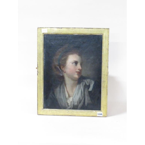 1249 - UNSIGNED 19C - PORTRAIT OF A LADY, OIL ON CANVAS, FRAMED, 44CM X 34CM