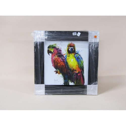 1261 - PATRICE MURCIANO - TWO PARROTS, PRINT, F/G, 38CM X 39CM