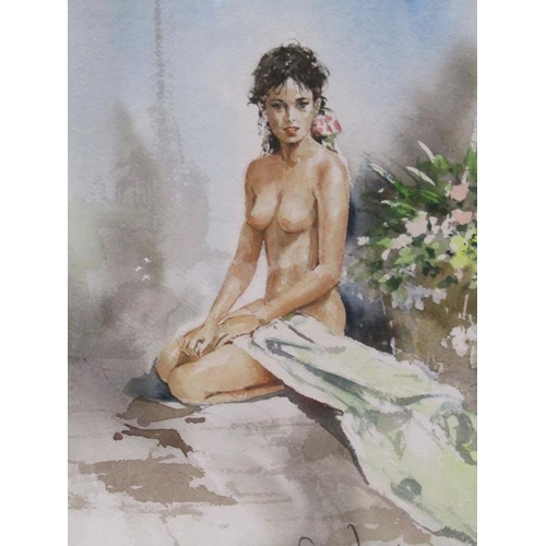 1264 - PAIR, GORDON KING - NAKED LADIES, SIGNED WATERCOLOURS, F/G, EACH 36CM X 26CM