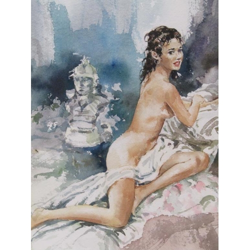 1264 - PAIR, GORDON KING - NAKED LADIES, SIGNED WATERCOLOURS, F/G, EACH 36CM X 26CM