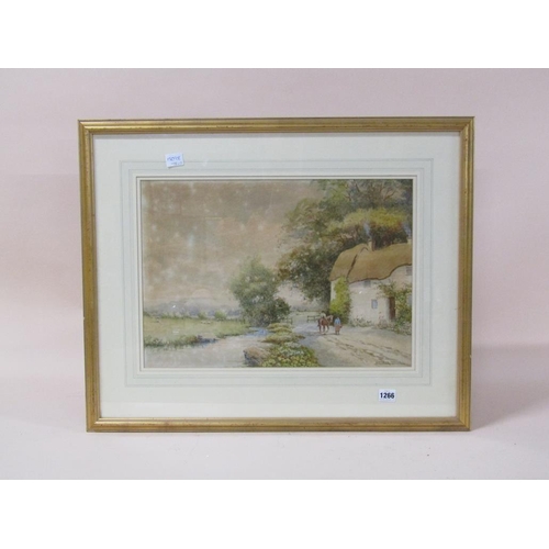 1266 - ARTHUR MILLS - VICTORIAN COUNTRY SCENE, SIGNED WATERCOLOUR, F/G, 36CM X 50CM