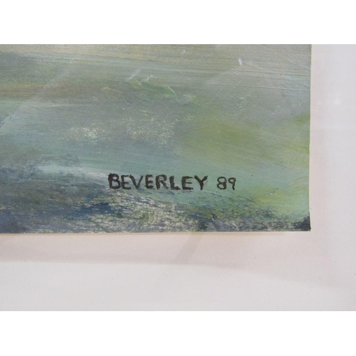 1268 - BEVERLEY 89 - ABSTRACT PANEL, NAKED FORM, OIL ON PAPER, F/G, 44CM X 64CM