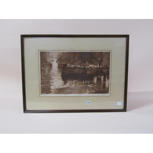 1274 - CAVALIRI 1916 - SEPIA PRINT, VENETIAN SAILING VESSELS, F/G, 34CM X 52CM