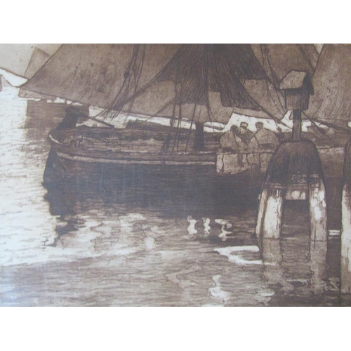 1274 - CAVALIRI 1916 - SEPIA PRINT, VENETIAN SAILING VESSELS, F/G, 34CM X 52CM