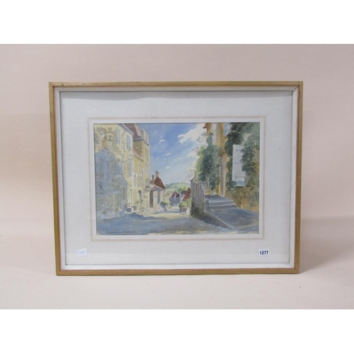 1277 - GORDON DAVEY - DOMME- DORDOGNE, SIGNED WATERCOLOUR, F/G, 34CM X 38CM