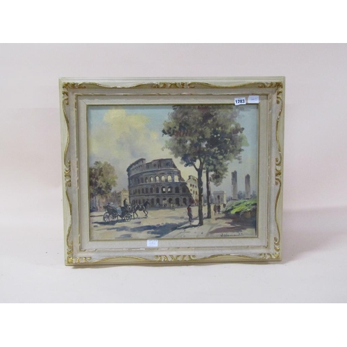 1283 - J GIANNACCINI - THE COLOSSEUM, ROME, SIGNED OIL ON CANVAS, FRAMED, 39CM X 49CM