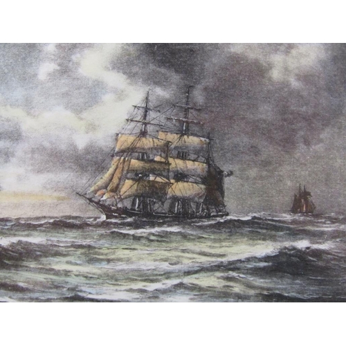 1291 - PAIR OF FRAMED COLOURED PRINTS - THE DUNCAN DUNBAR & BEATING TO WINDWARD, BOTH F/G, 10CM X 15CM