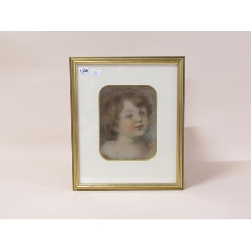 1306 - UNSIGNED LATE 19C/EARLY 20C - PORTRAIT OF A CHILD, WATERCOLOUR, F/G, 26CM X 20CM