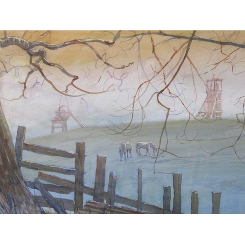 1308 - DENNIS LASCELLES - HORSES GRAZING, F/G, 36CM X 51CM