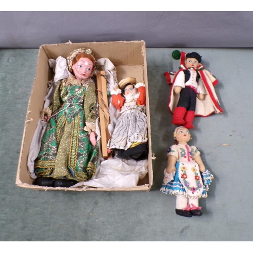 1346 - FOUR DRESSED CONTINENTAL COMPOSITE AND MATERIAL DOLLS