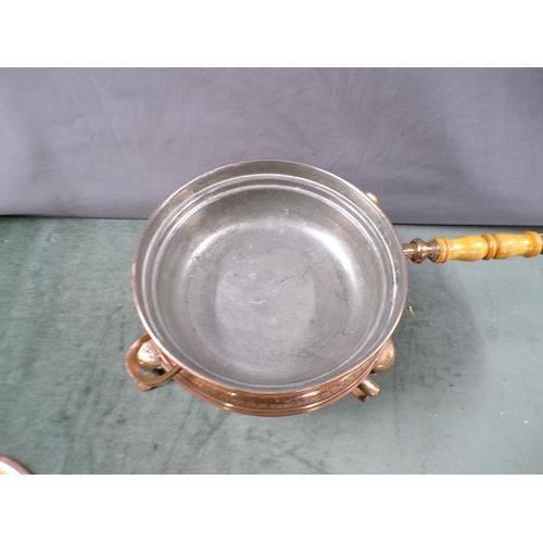 1350 - COPPER COOKING PAN ON STAND WITH BURNER