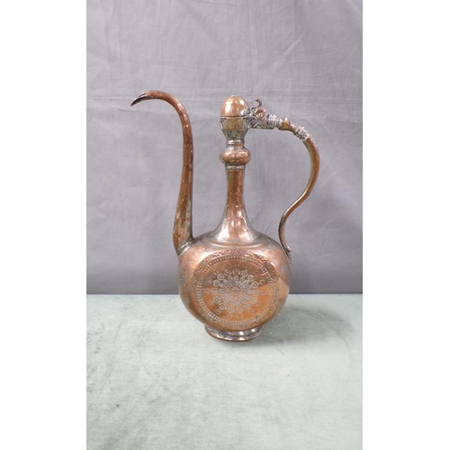 1353 - PERSIAN COPPERED COFFEE POT - 36cms H