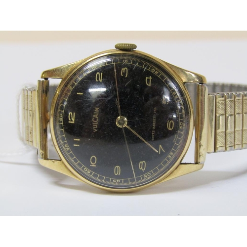 1495 - GENTS VULCAIN 18CT GOLD CASED WATCH ON EXPANDING STRAP