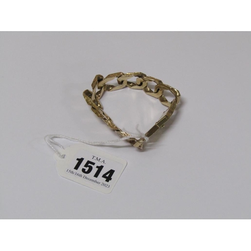 1514 - 9CT GOLD HEAVY LINK BARK BRACELET, 41.5g