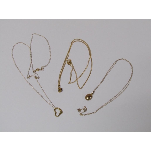 1516 - TWO 9CT GOLD NECKLACES; 18CT GOLD NECKLACE